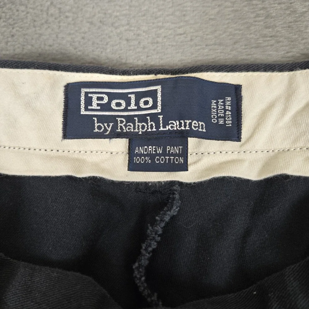 Vintage Polo Ralph Lauren Andrew Pants Mens 36x29 Navy Blue Pleated Classic NWT